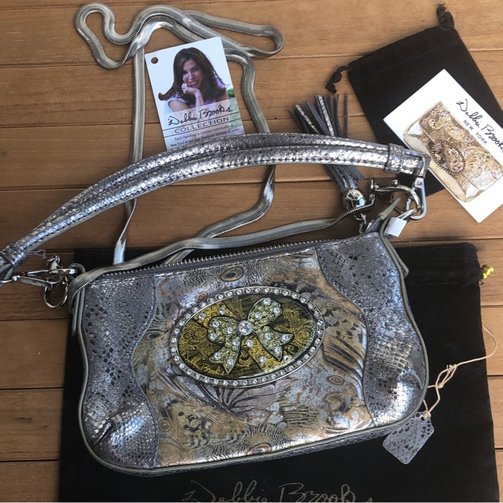 NWOT Silver/ Gold Embellished Shoulder/Crossbody Bag - Picture 7 of 12
